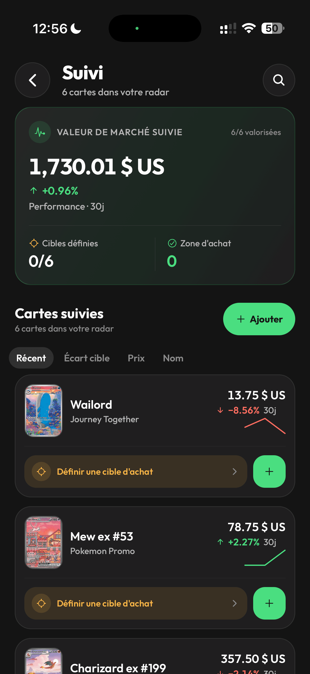 Vos cartes suivies, votre prochain achat